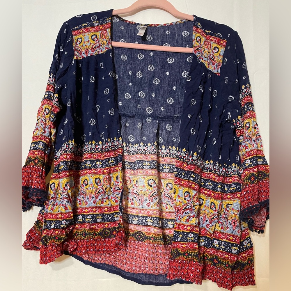Xhilaration Navy Floral Kimono
